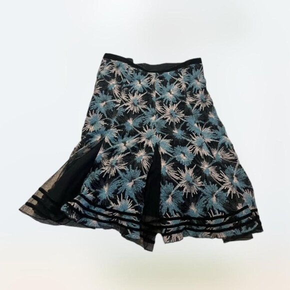 Shin Choi Women’s Starburst Embroidered Wool Blend Cashmere Teal Black size 4 - Picture 2 of 4